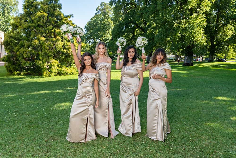 bridesmaids at Fitzroy Gardens