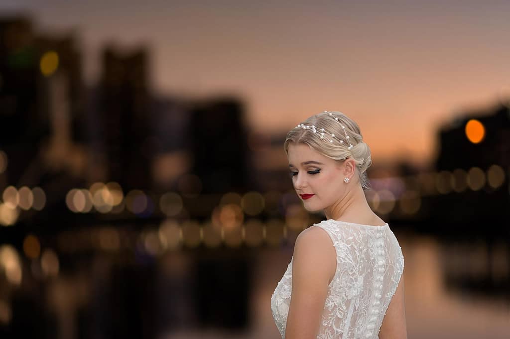 Wedding photography Melbourne bride sunset